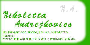 nikoletta andrejkovics business card